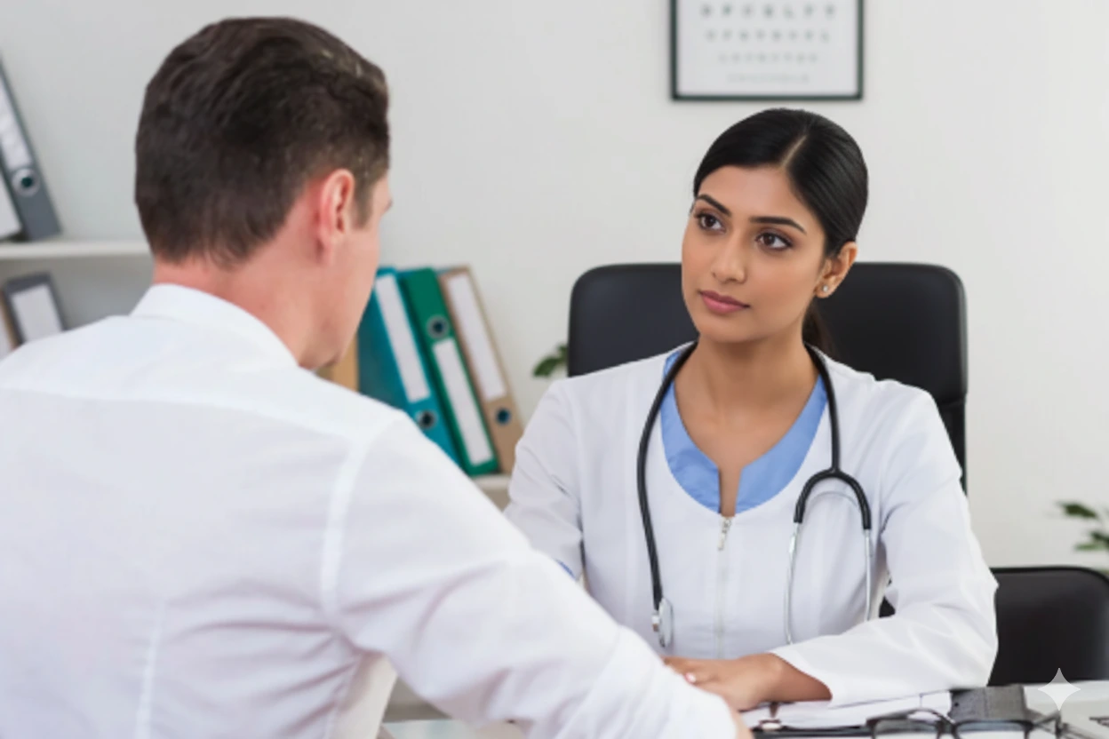 Client consulting doctor